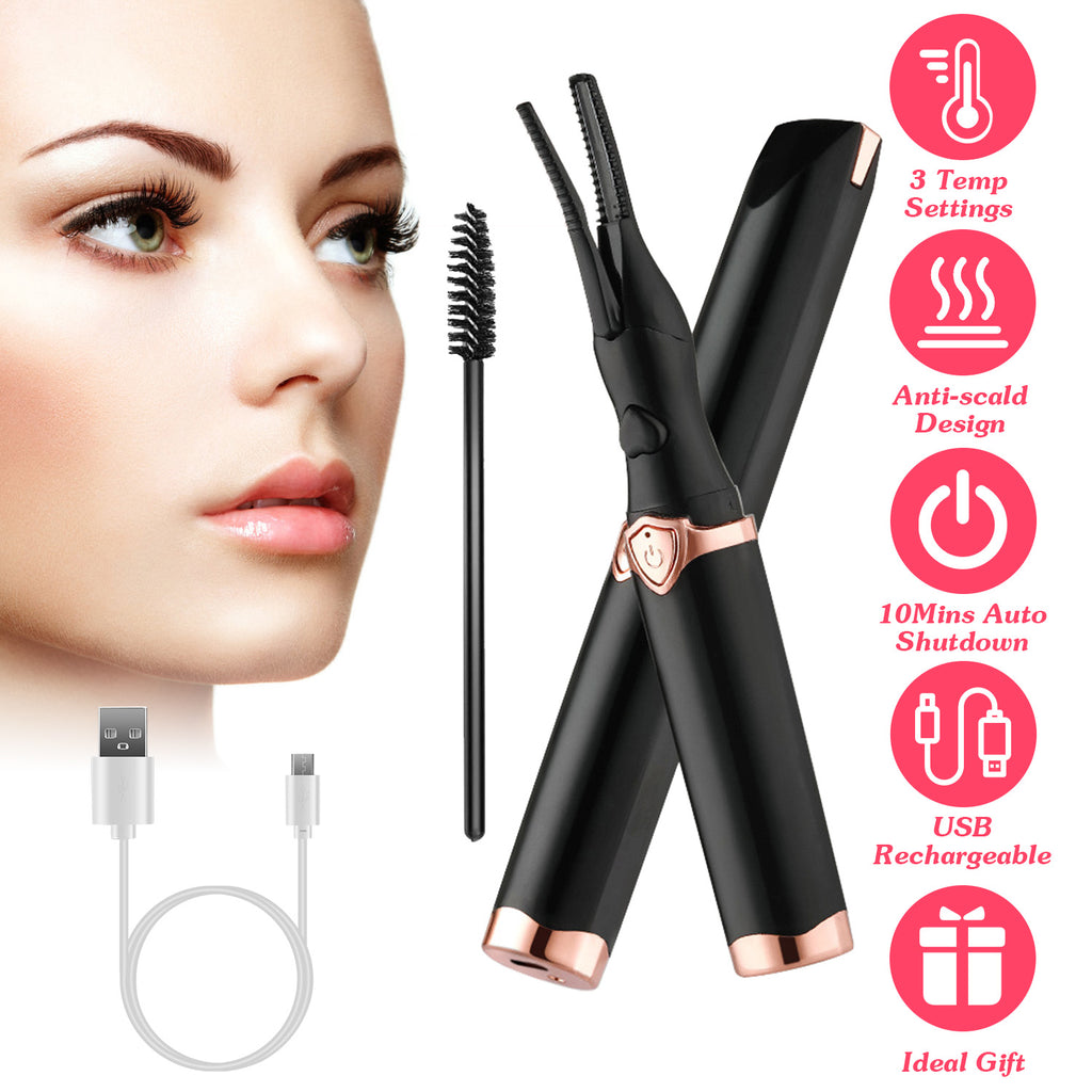 Rechargeable heated eyelash curler – fast heating lash lift tool