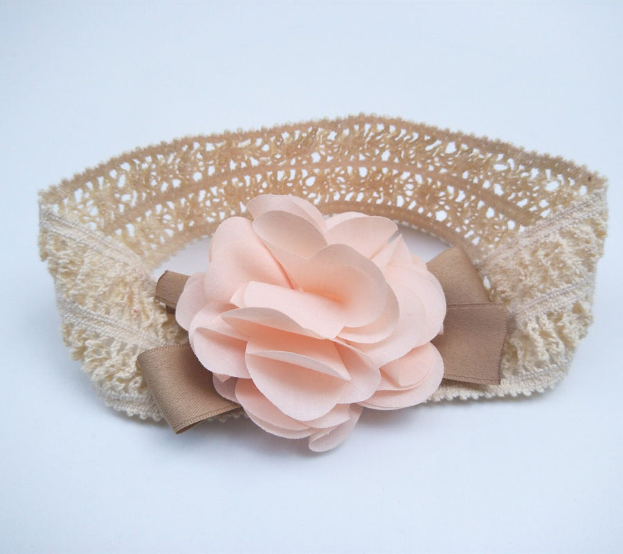 Pink flower headband for girls – soft floral fabric hair band