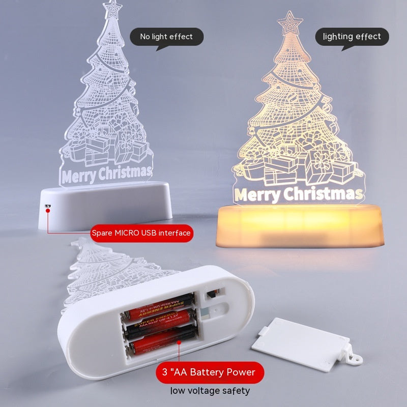 3D Acrylic Christmas Night Light – Cozy Warm Glow for Holiday Homes
