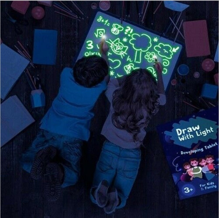 Magic Glow Pad – Kids Light Drawing Tablet with Flashlight Pen (Mess-Free Creative Fun)