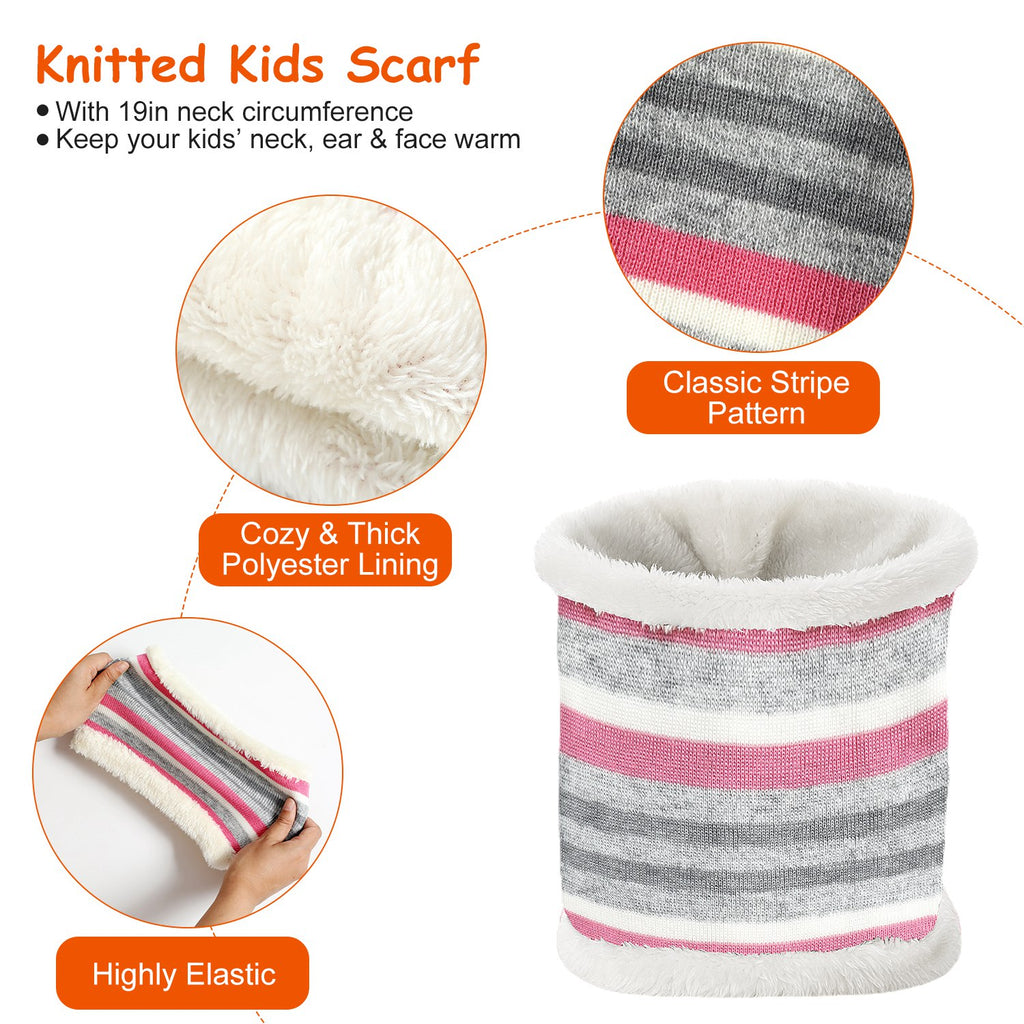 Kids winter hat scarf gloves set – warm knitted 3-piece winter accessories