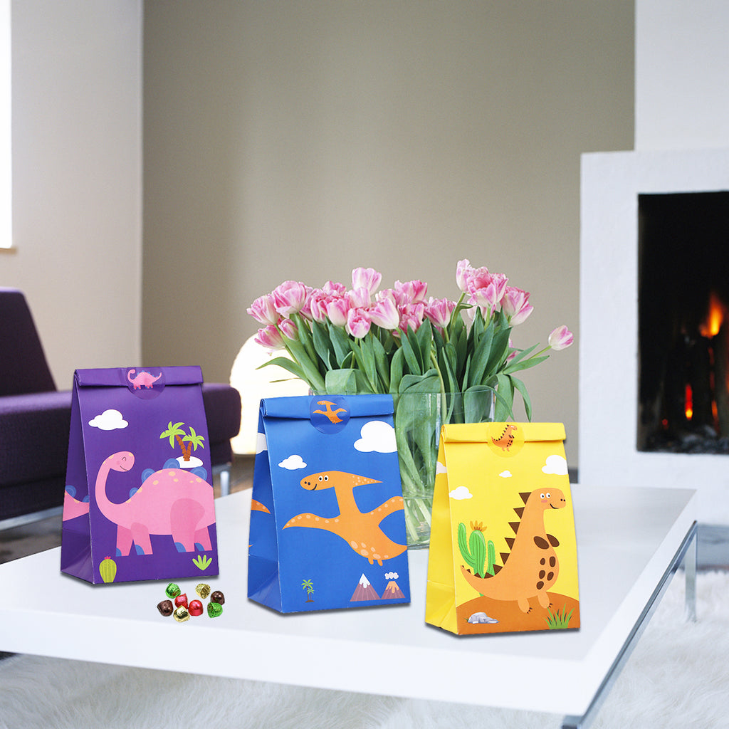 Colorful candy gift bags with stickers – 12 pack treat bags