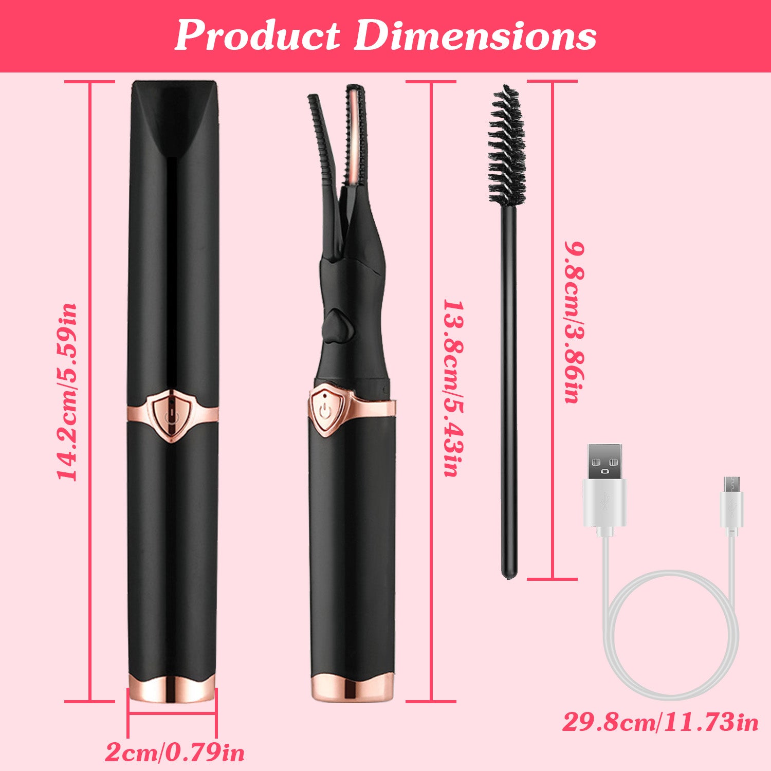 Rechargeable heated eyelash curler – fast heating lash lift tool