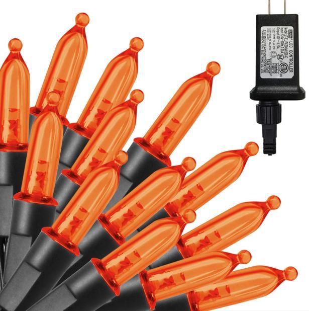 300 LED Halloween Mini String Lights – 99ft Orange Fairy Lights with Safe Adapter for Indoor & Outdoor Decorations