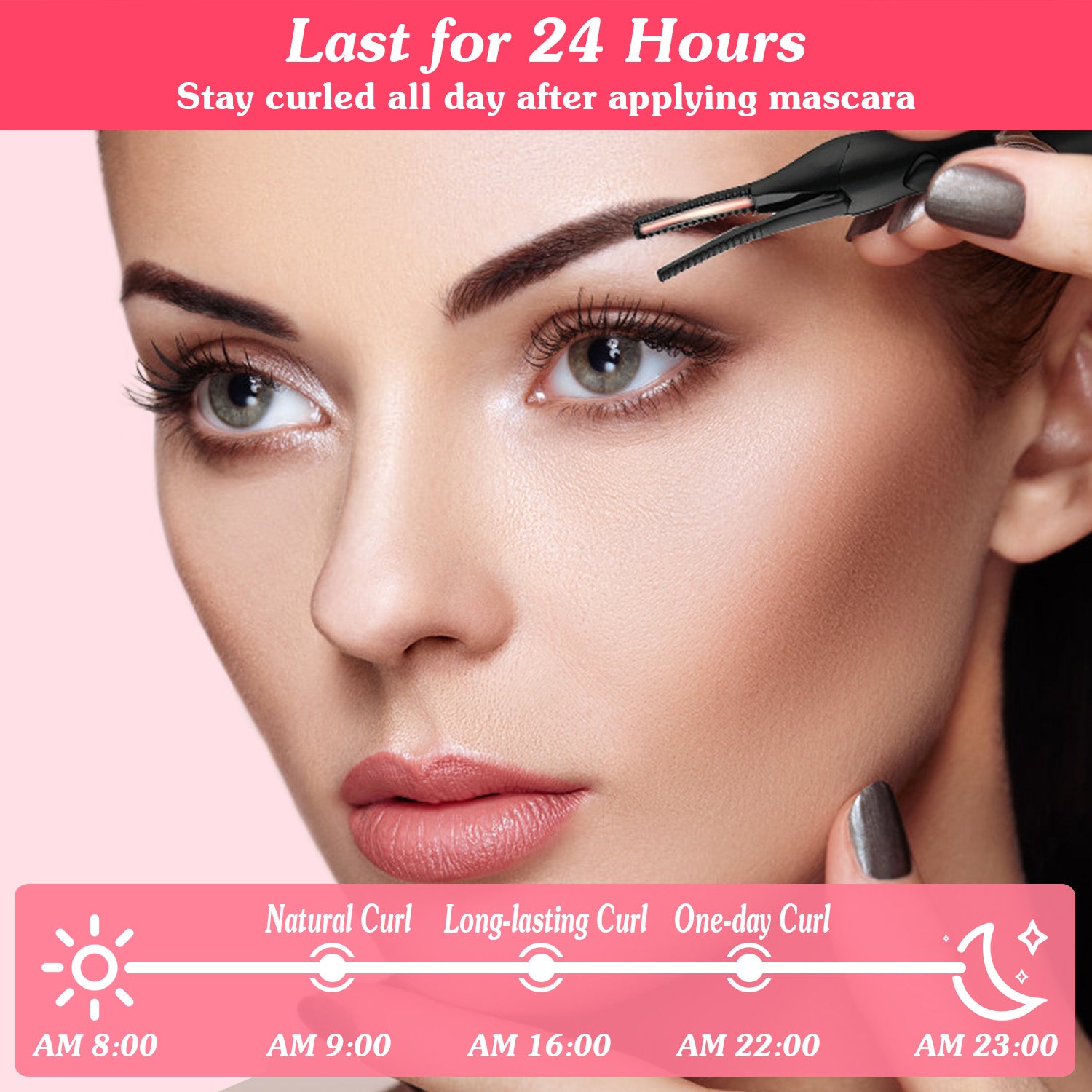 Rechargeable heated eyelash curler – fast heating lash lift tool