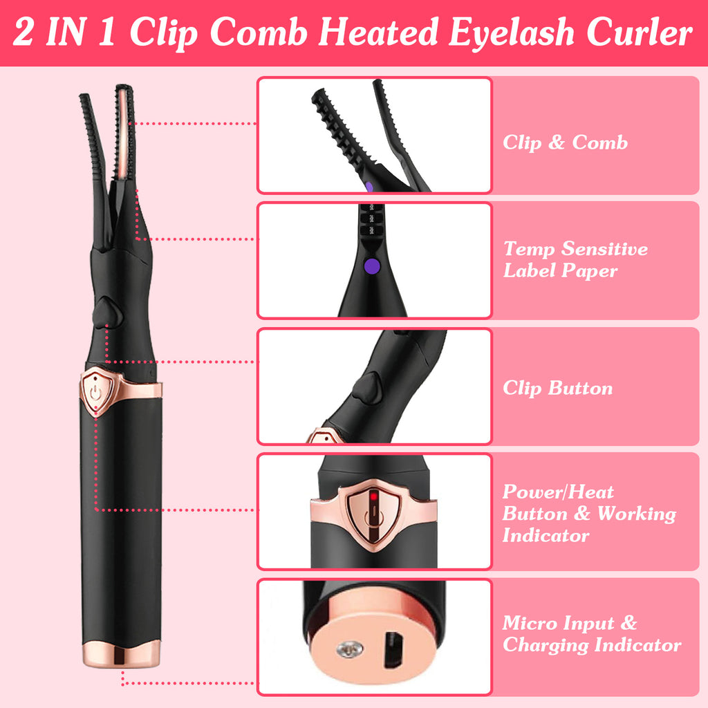 Rechargeable heated eyelash curler – fast heating lash lift tool