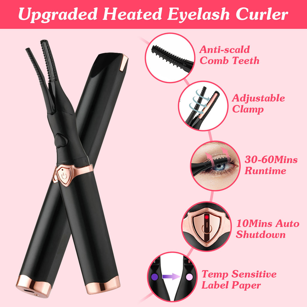 Rechargeable heated eyelash curler – fast heating lash lift tool