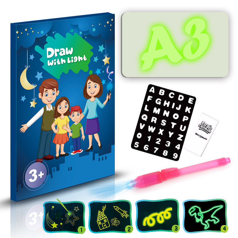 Magic Glow Pad – Kids Light Drawing Tablet with Flashlight Pen (Mess-Free Creative Fun)