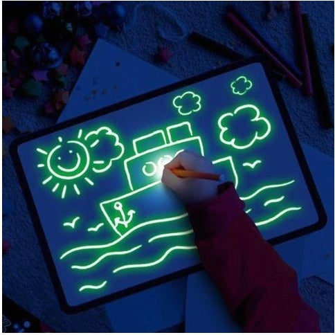 Magic Glow Pad – Kids Light Drawing Tablet with Flashlight Pen (Mess-Free Creative Fun)