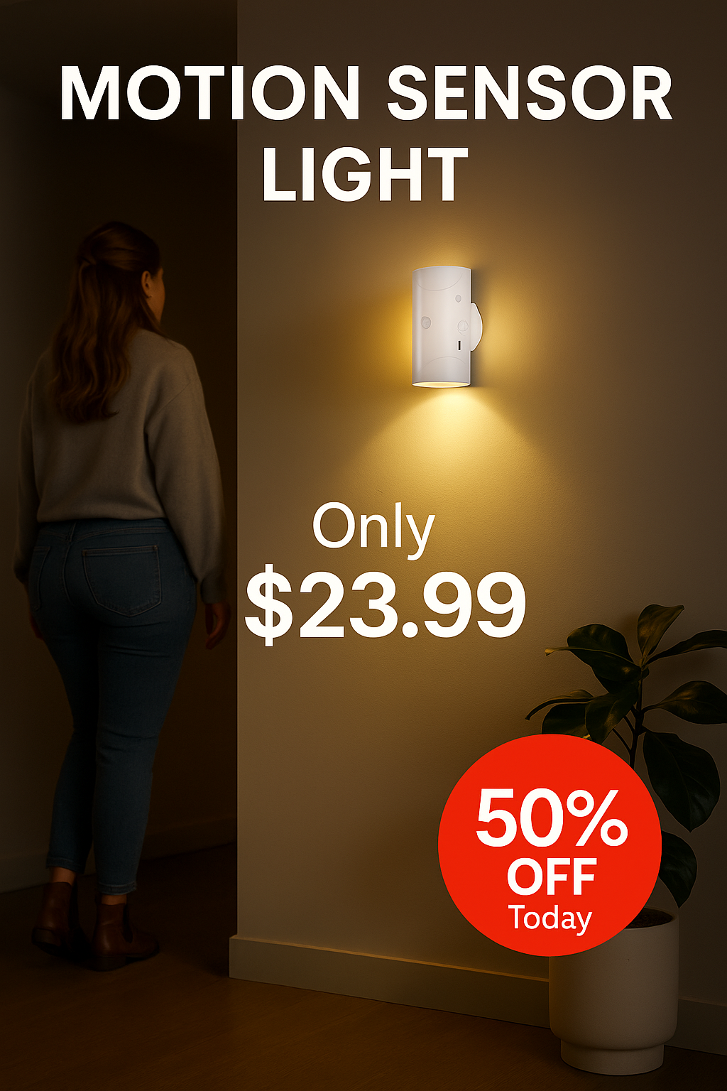 Rechargeable Motion Sensor LED Night Light – Auto-On Closet & Hallway Lamp
