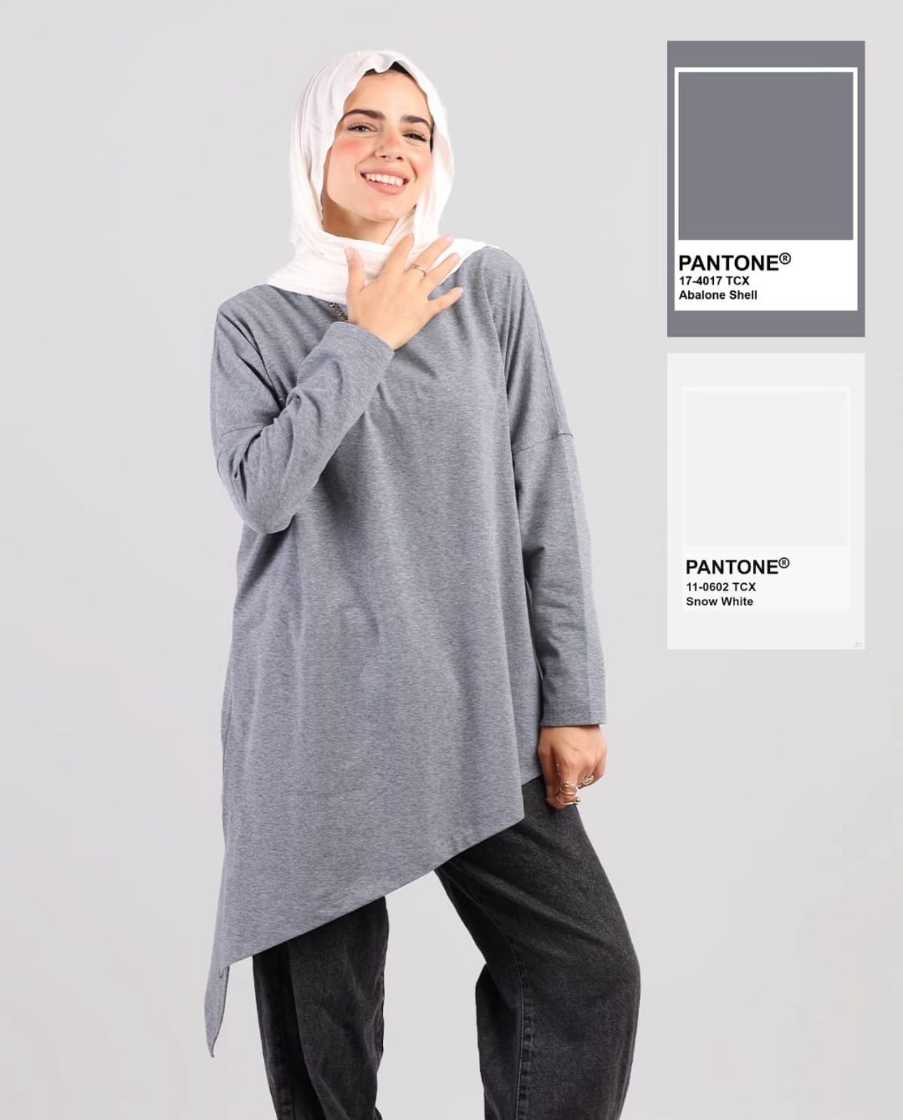 تي شيرت نسائي كبير الحجم من القطن بأكمام طويلة