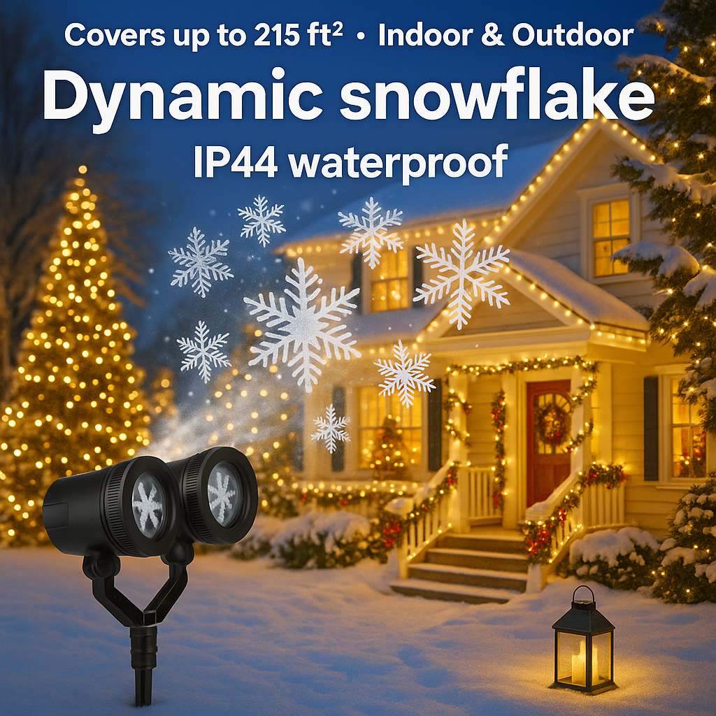 Christmas Snowflake Projector Light Dual Head LED Stake Light For Holiday Indoor Outdoor