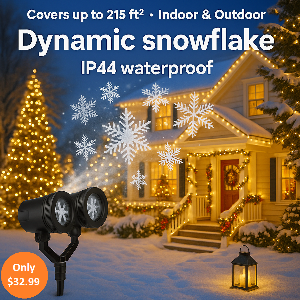 Christmas Snowflake Projector Light Dual Head LED Stake Light For Holiday Indoor Outdoor