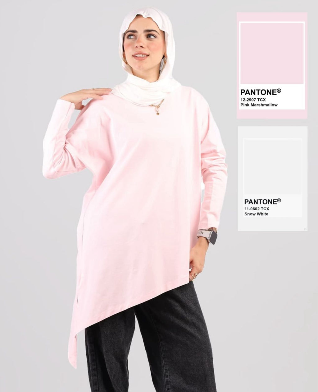 Person wearing a light pink