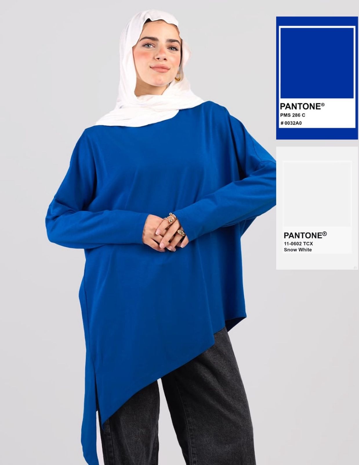 Person wearing a blue top