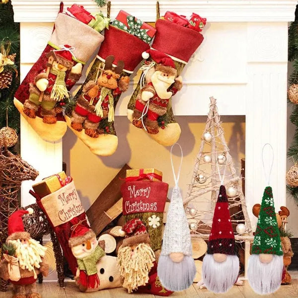 Christmas gnome hanging ornaments – plush Tomte holiday decorations