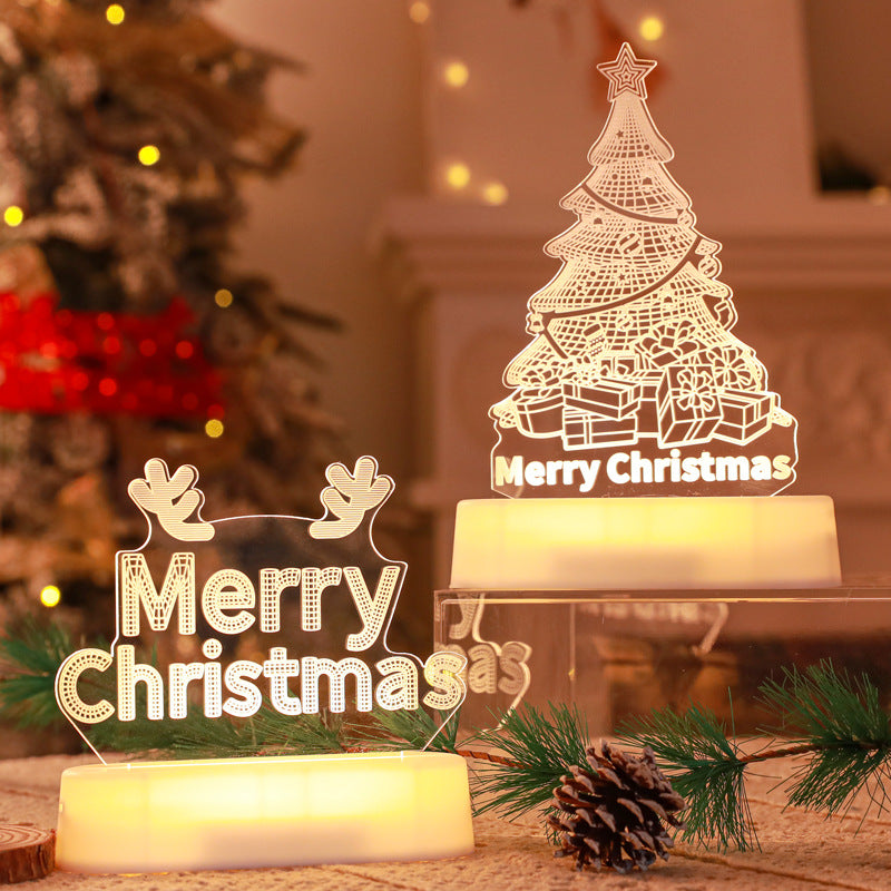 3D Acrylic Christmas Night Light – Cozy Warm Glow for Holiday Homes