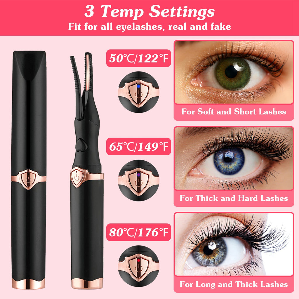 Rechargeable heated eyelash curler – fast heating lash lift tool