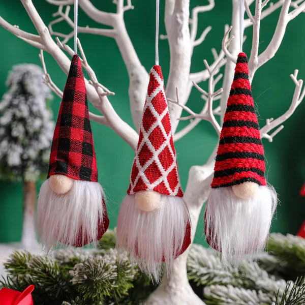 Christmas gnome hanging ornaments – plush Tomte holiday decorations