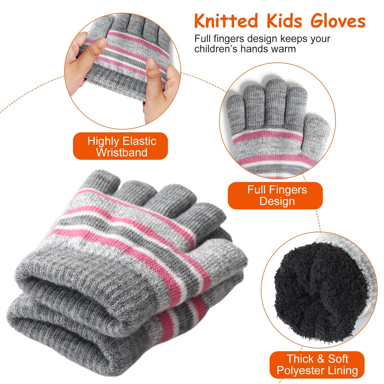 Kids winter hat scarf gloves set – warm knitted 3-piece winter accessories