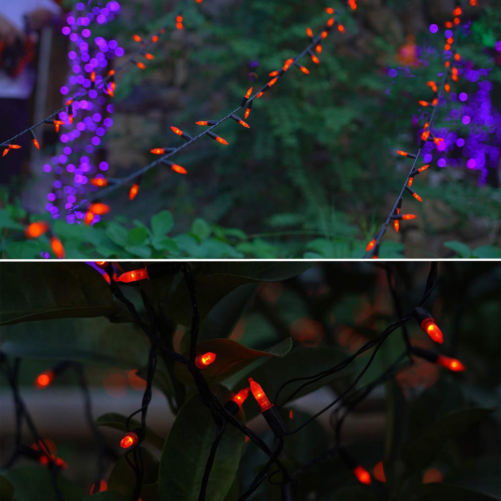 300 LED Halloween Mini String Lights – 99ft Orange Fairy Lights with Safe Adapter for Indoor & Outdoor Decorations