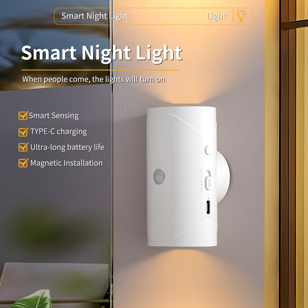 Rechargeable motion sensor LED night light – auto on off home lighting