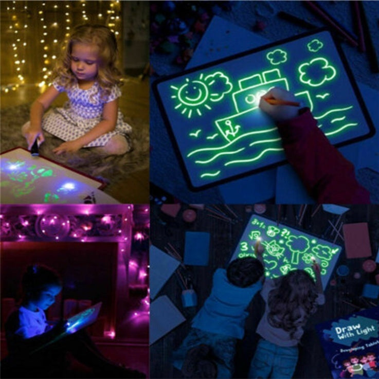 Magic Glow Pad – Kids Light Drawing Tablet with Flashlight Pen (Mess-Free Creative Fun)