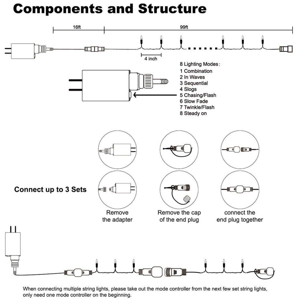 300 LED Halloween Mini String Lights – 99ft Orange Fairy Lights with Safe Adapter for Indoor & Outdoor Decorations