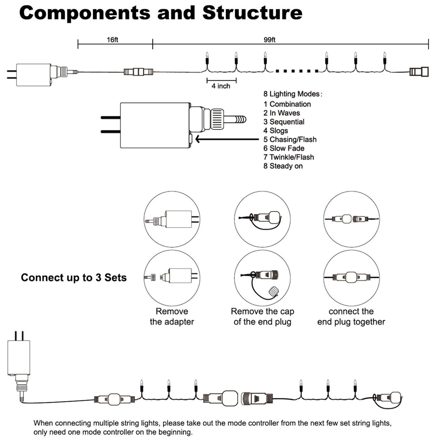 300 LED Halloween Mini String Lights – 99ft Orange Fairy Lights with Safe Adapter for Indoor & Outdoor Decorations