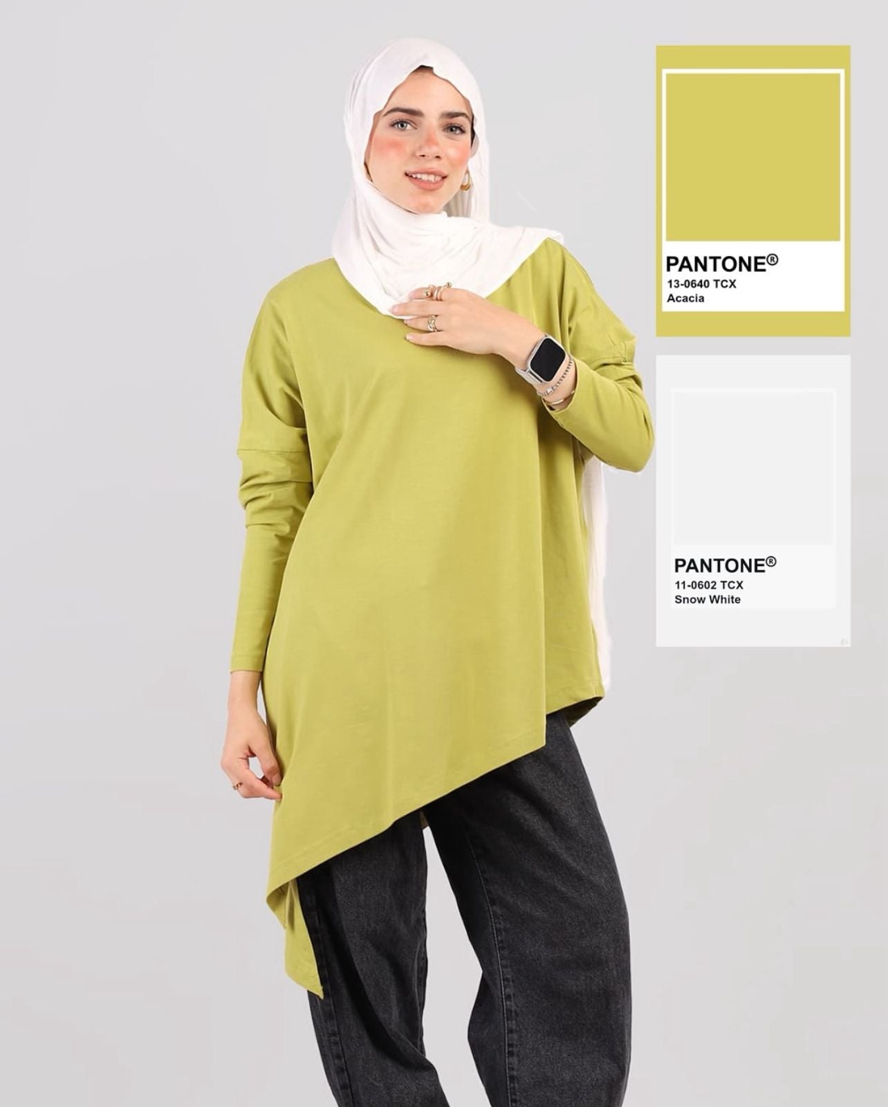 تي شيرت نسائي كبير الحجم من القطن بأكمام طويلة